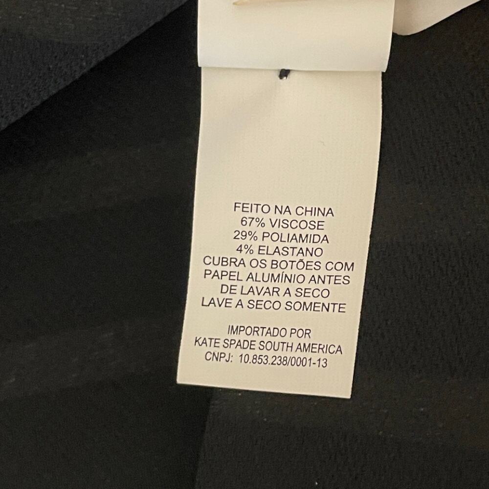 Women's Size 12 Kate Spade Broome Street Black/Cream Stripe Peacoat Jacket - Picture 8 of 12